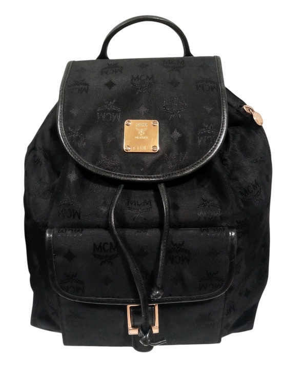 MCM Handbags - MCM Black Visetos Nylon Drawstring Backpack